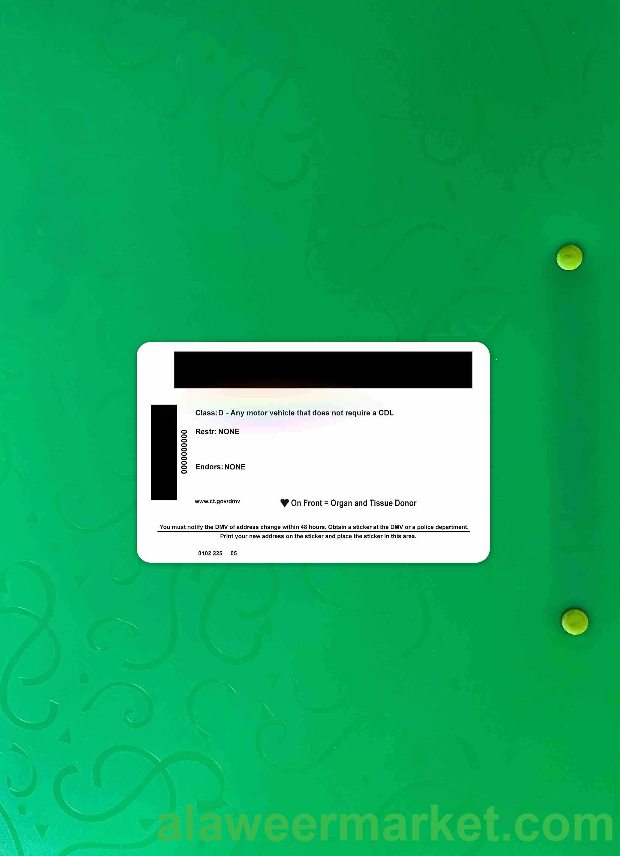 USA Connecticut driving license under 21 photolook BACK